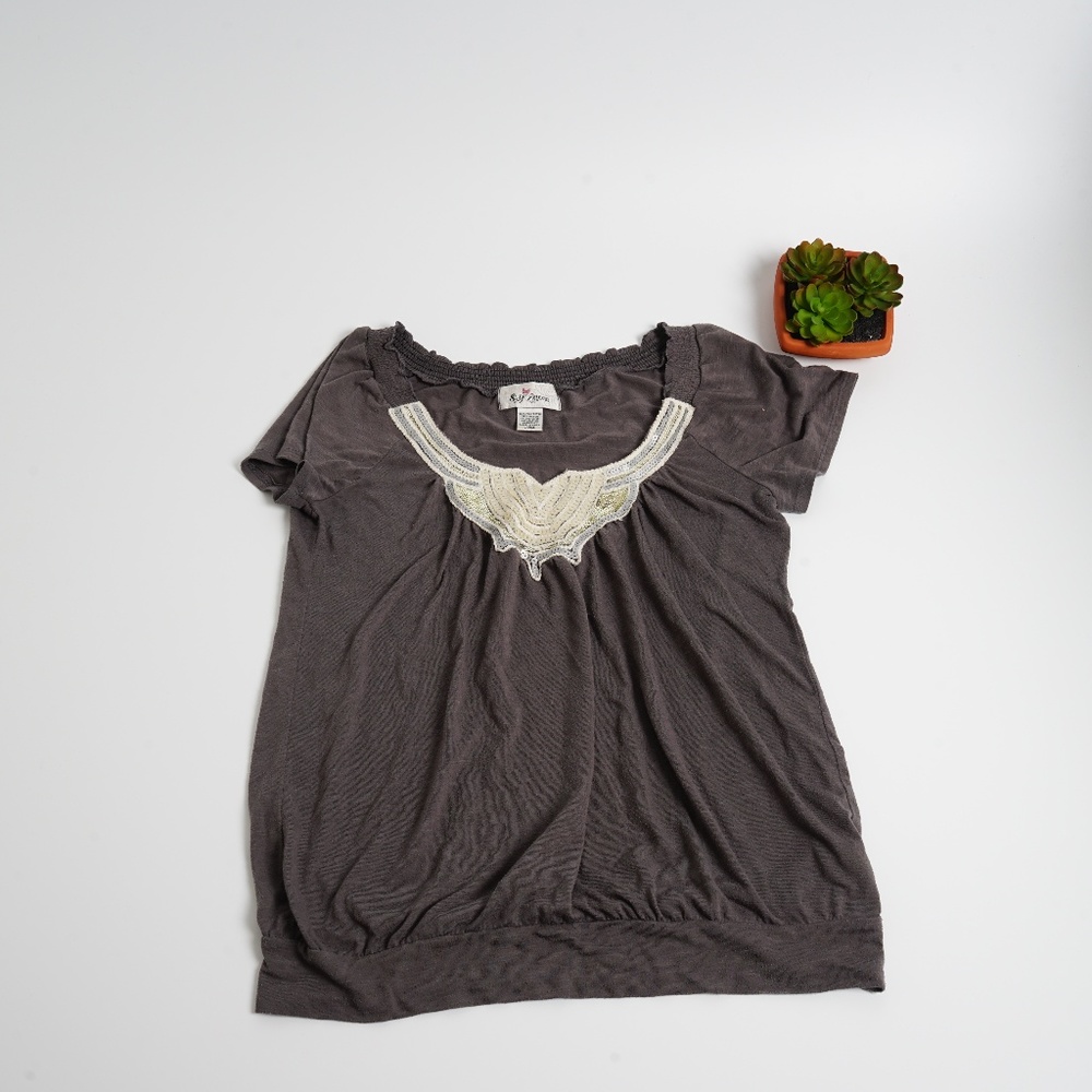5/$25 - Self Esteem Grey Sequin Top